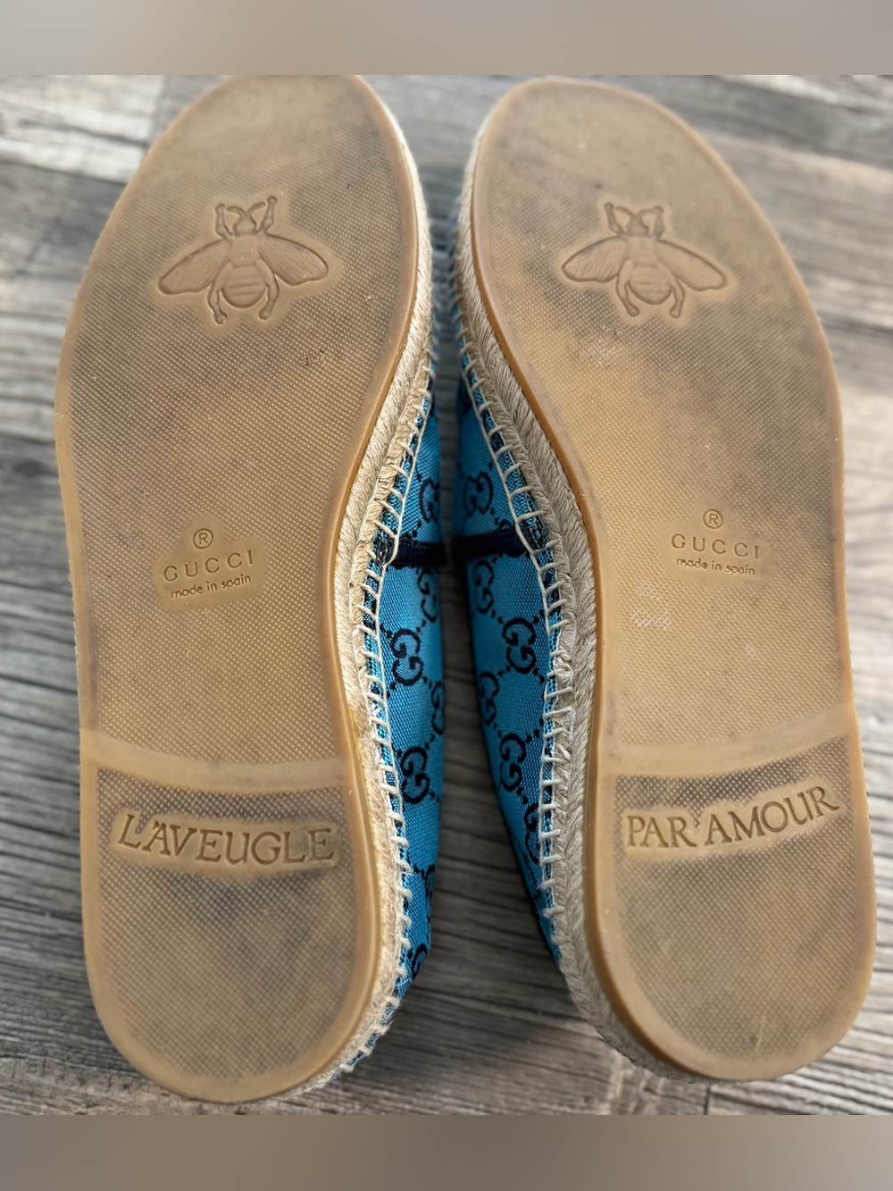 Gucci Teal Blue GG Canvas Espadrilles - Picture 4 of 8